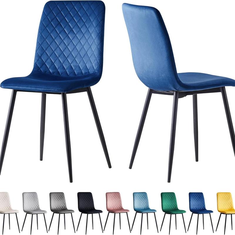 mcc direct Set of 2 Designer Velvet Fabric Dining Chairs Metal Legs Lexi Chairs 6