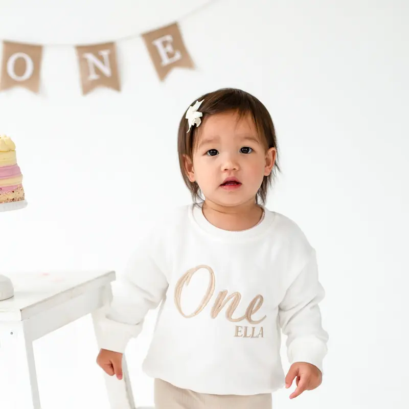 Signature Personalised Big 'One' first birthday embroidered sweatshirt 1