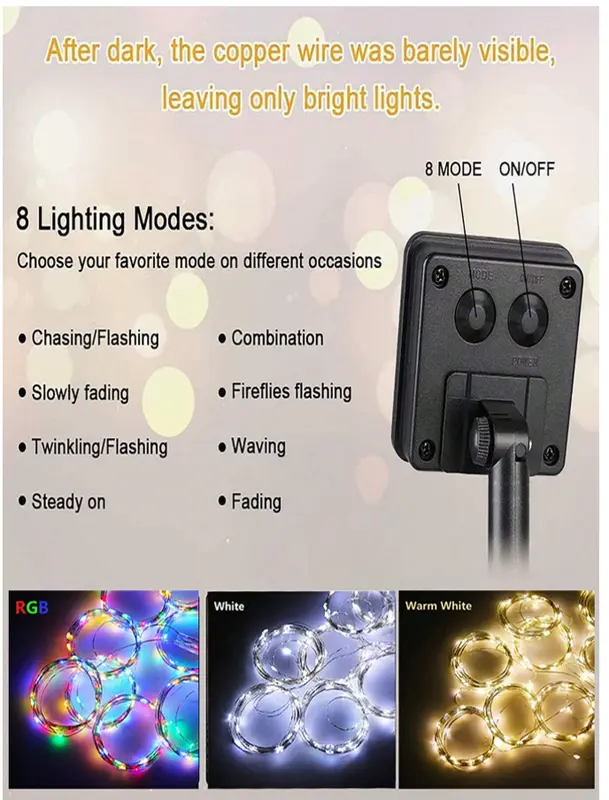 Solar Curtain Fairy Lights | Outdoor Waterproof String Lights for Garden, Pavilion, Wedding, Party, Holiday Decor 7