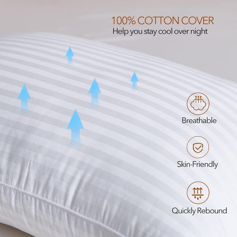 Pack of 2 Best Hotel Quality Egyptian Stripe Pillows – Luxury Soft & Supportive, Hollowfibre Filled, Non-Allergenic, Breathable & Durable – Premium Bed Pillows for Sleeping – Standard Size Comfort #HollowfibreFilled #BedPillows #HomeComfort 1