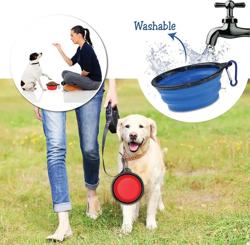 Collapsible Dog Cat Pet Bowl Food Water Feeding Silicone Dish Portable Travel 5