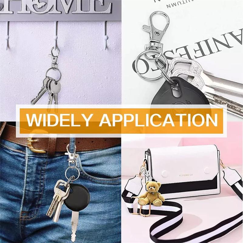 10Pcs Swivel Lobster Clasp Clips Hook Stainless Steel Key Ring Split Keychain UK 8