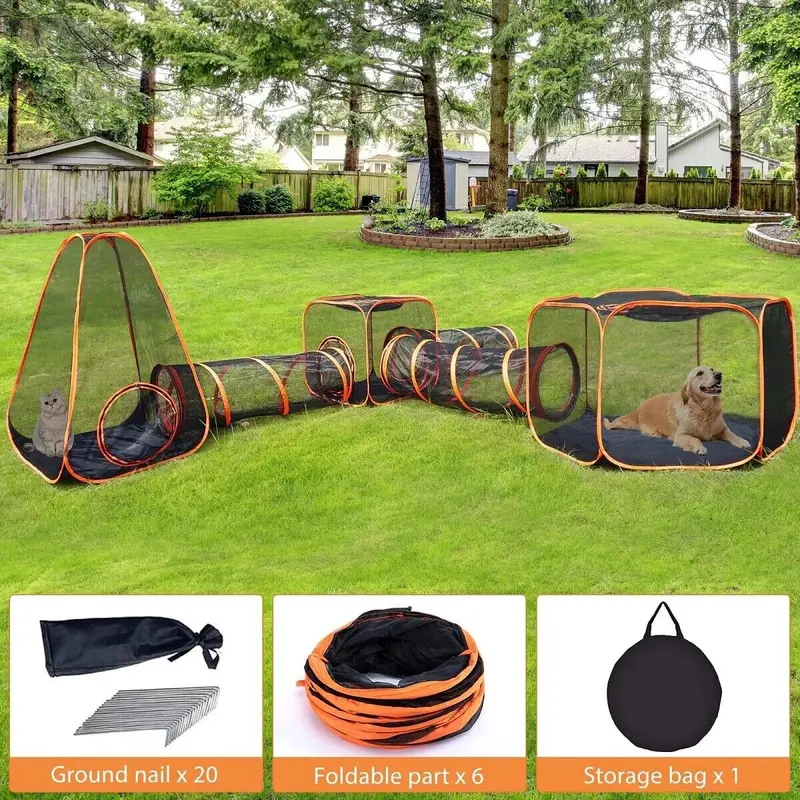 Pet Tunnel Dog Playpen Tunnel Cage House Portable Interactive Play Tent Big Pet Cat Dog Playpen Outdoor Folding Play Tent Tunnel Portable House 6
