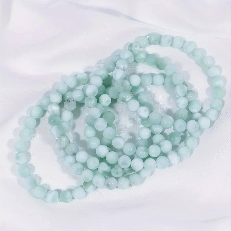 Natural AAA+ Mint Lamarite Beads Stretch Bracelet - Perfect for Healing & Meditation, Ideal Gift for Couples and Friends 4