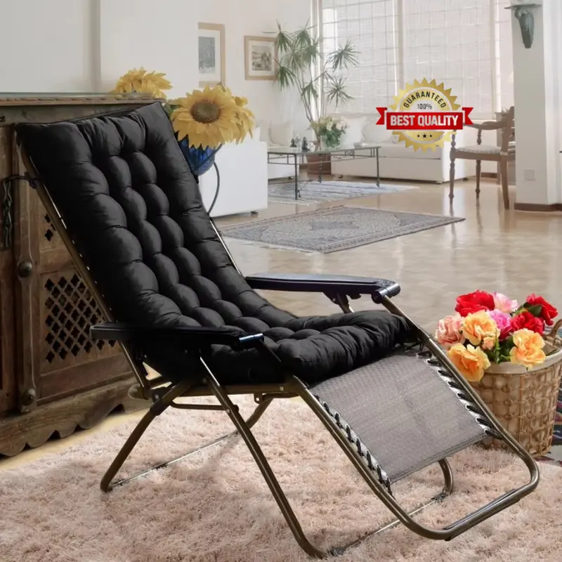 110cm Thick Soft Comfortable Chaise Lounge Chair Cushion, Black 2