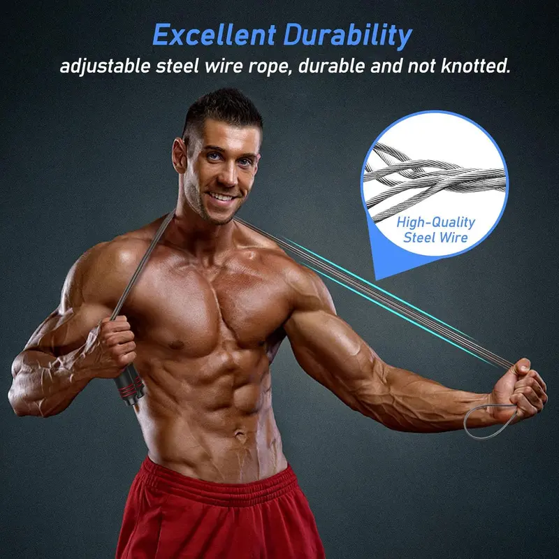 Skipping Rope, Speed Jump Rope Tangle-free Adjustable Cord with Rapid Ball Bearings & Soft Foam Handle for Fitness Workouts 4