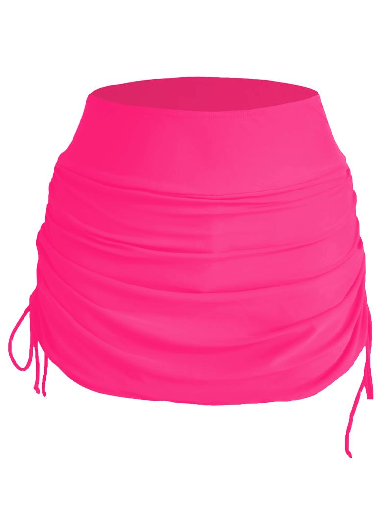 Product Introduction of High Stretch Drawstring Ruched Black Swim Skorts, Plain Women's Swimwear & Clothing 4