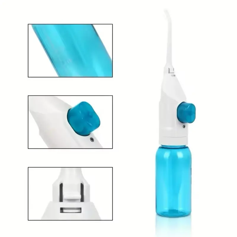 Household High Pressure Oral Irrigator Portable Teeth Clean Water Dental Floss Manual High Pressure Water Toothpick Durable Pink 4