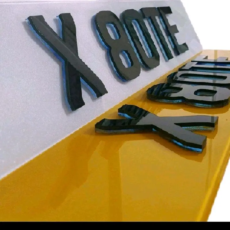 6mm Neon Blue and Black 4D Car Number Plates 2