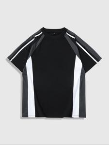 Men's Patchwork Short Sleeve Tee, Regular Fit Casual Round Neck T-shirt for Summer, Fashion Men's Top for Daily Wear