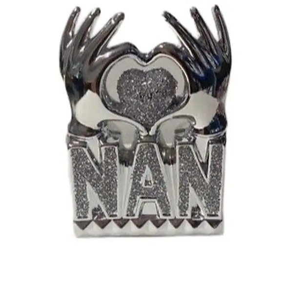 Crushed Diamond Crystal NAN Heart Ornament, Handmade Home Decor, Bedroom/Living Room 0