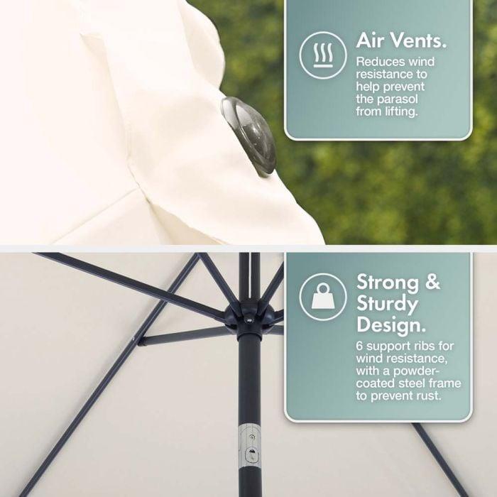 VonHaus Ivory Cream 2m Steel Garden Parasol【UK SELLER】 5