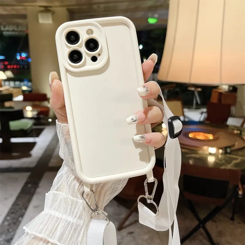 Crossbody Cord Rope Lanyard Necklace Case For iPhone 16 14 11 12 13 15 Pro Max XS X XR 8 7 Plus Shockproof Soft Silicone Cover 2