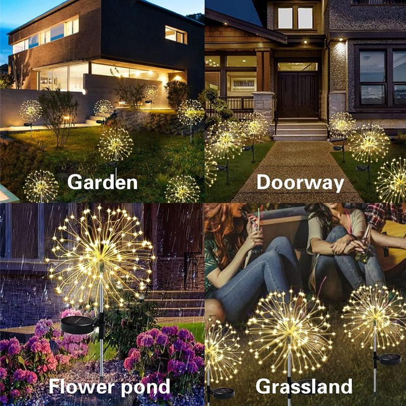 2PCS 120LED Solar Powered Firework Lamp Outdoor Stake Garden Decoration Lights 5