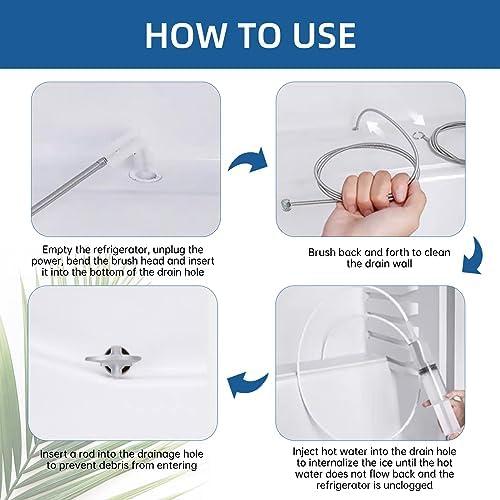 Fridge Dredger Set, 5 Pcs Fridge Drain Pipe Blocked Dredging Tool Refrigerator Drain Hole Blockage Remover Kits 4