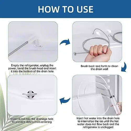Fridge Dredger Set, 5 Pcs Fridge Drain Pipe Blocked Dredging Tool Refrigerator Drain Hole Blockage Remover Kits 4