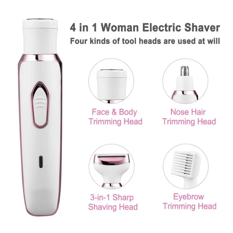 4 in 1 Electric Hair Removal Device Painless Epilator For Face Nose Legs and Underarm Bikini Trimmer Removal Shaver Cleaning Set Comfort 3