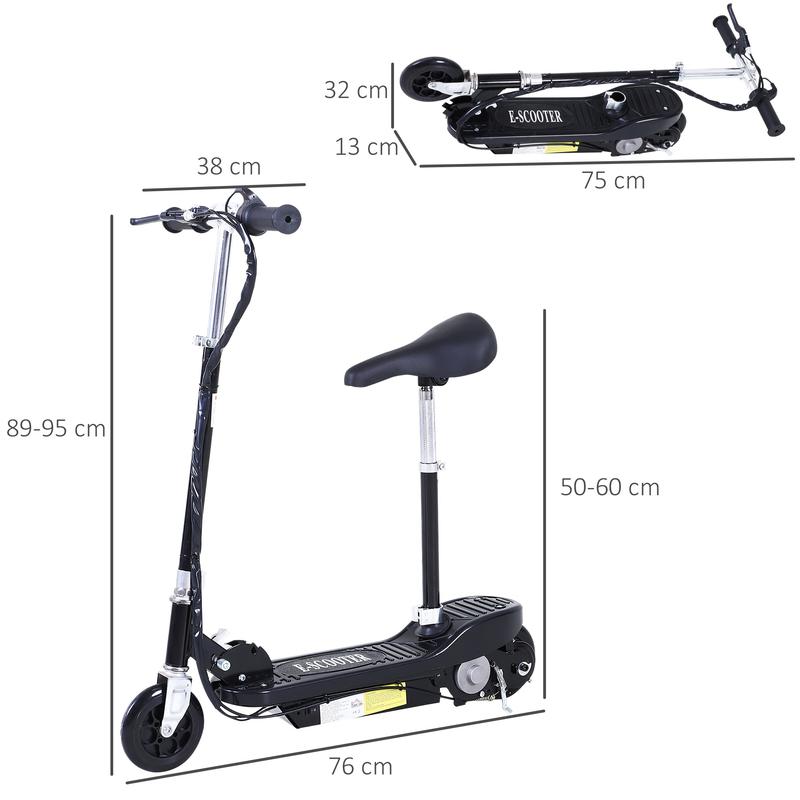Outdoor Ride On Powered Scooter for kids Sporting Toy 120W Motor Bike 2 x 12V Battery - Black 2