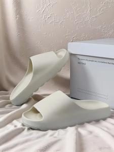 Men's Casual Plain Color Slides, Comfortable Breathable Non-slip Sliders, Casual Fashion Slippers, Summer Casual Comfortable White Home Slippers for Indoor & Outdoor Wear, Boy Footwear