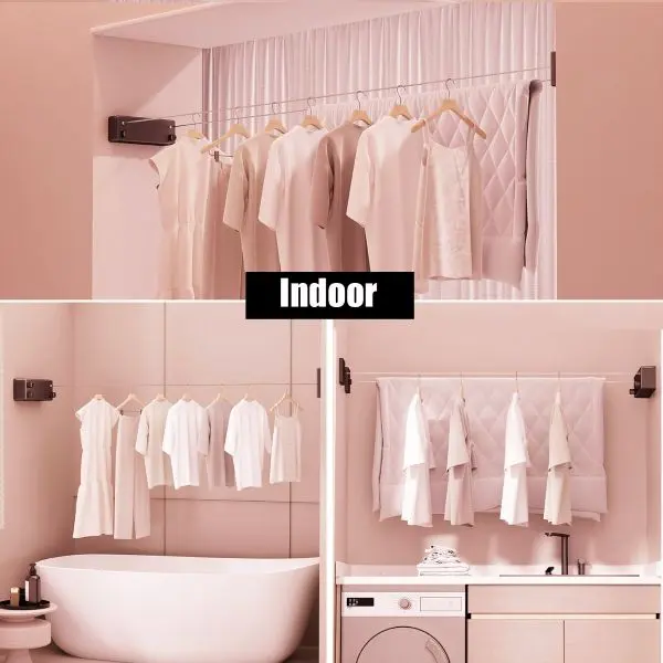 Heavy-Duty Retractable Clothesline - 4.2m Stainless Steel Wire - Easy Install - Indoor/Outdoor Use - Invisible - for Rental Balcony and Home - Laundry 2