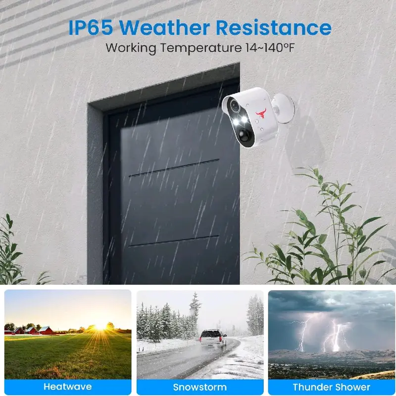 2 PACK 1080P Wireless Security Camera with 2 Spotlights AI Human Detection Color Night Vision 2-way Talk FHD Live View Cloud Storage 2.4G WiFi Battery powered Indoor Outdoor Surveillance 7