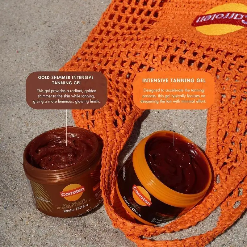 Ca.rro.te.n G.ol.d Shimmer Intensive Tanning Gel 150 ml - Tan Express Accelerator for Shine Brown - Sunbed Tanning Accelerator - Sunscreen without SPF 3