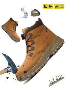 Men's High Top Safety Boots, Casual Comfortable Breathable Work Shoes, Fashionable Anti-smash & Anti-puncture Shoes for Daily Wear, Walking Shoes