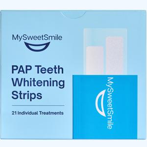 MySweetSmile PAP Teeth Whitening Strips - Enamel-Safe, Sensitivity-Free Formula - 42 Peroxide-Free Whitening Strips - Dentist-Approved - IndyBest Award-Winning Brand - 21 Treatments - Mint Flavour