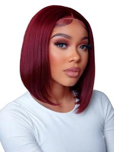 99J Straight Bob Lace Front Wigs for Women, Gorgeous Fluffy Wigs with Baby Hair, Human Hair Lace Wigs for Party, Daily Use