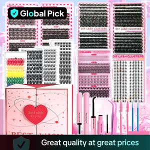 Mixed Color Individual False Eyelashes Kit, 1 Set Natural Lash Clusters, Wispy Reusable Segmented Fake Eyelashes Clusters with Tools, Hybrid Lash Set, Eyelash Extension, DIY Eyelash Extensions, Cosmetic, Volume Individual Lash