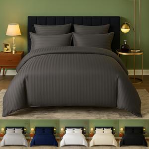 100% Egyptian Stripe Duvet Cover Luxurious Striped Microfiber King Size Duvet Cover Set - Available in 8 Colors & Sizes