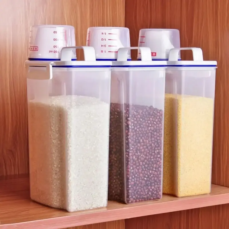 Rice & Grains Food Storage Canister 2L – Airtight Container with Measuring Cup | Moisture-Proof, Insect-Proof & Dust-Proof Kitchen Solution 2