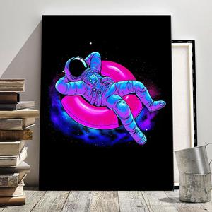 Astronaut Pattern Canvas Painting with Frame, Modern Wall Art Poster, Wall Decor for Home Living Room Bedroom Office