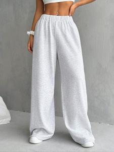 Women's Plain Sweatpants, Casual Jogger Pants for Daily Wear, Ladies Bottoms for All Seasons, Baggy Jogging Pants, Wide Leg Sweatpants