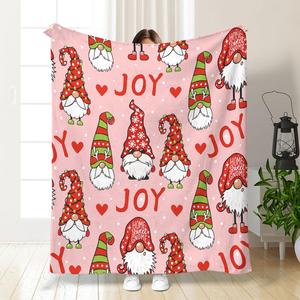 Cartoon Gnome Pattern Blanket, 1 Count Soft Comfortable Throw Blanket, Christmas Napping Blanket for Home Office Travel Gift