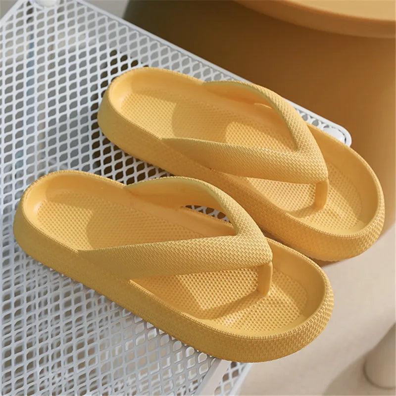 Rimocy Soft Sole EVA Women's Flip Flops 2023 Summer Beach Non-slip Cloud Slippers Women Thick Platform Clip Toe Bathroom Slides 5