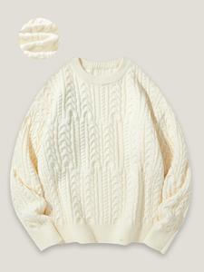 Men's Solid Color Textured Drop Shoulder Sweater, Regular Fit Casual Long Sleeve Round Neck Jumper for Fall & Winter, Fashion Men's Knitwear for Daily Wear