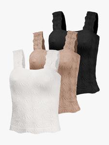 Women's Floral Embossed Sports Tank Top, Casual Solid Textured Sleeveless Sports Top for Yoga Gym Workout, Yoga Gym Activewear, Ladies Sportswear for All Seasons