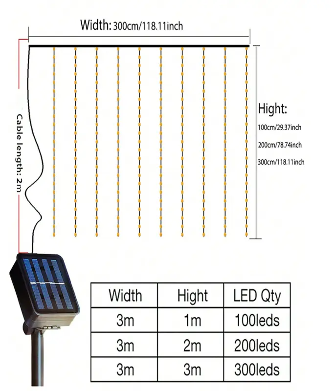 Solar Curtain Fairy Lights | Outdoor Waterproof String Lights for Garden, Pavilion, Wedding, Party, Holiday Decor 6