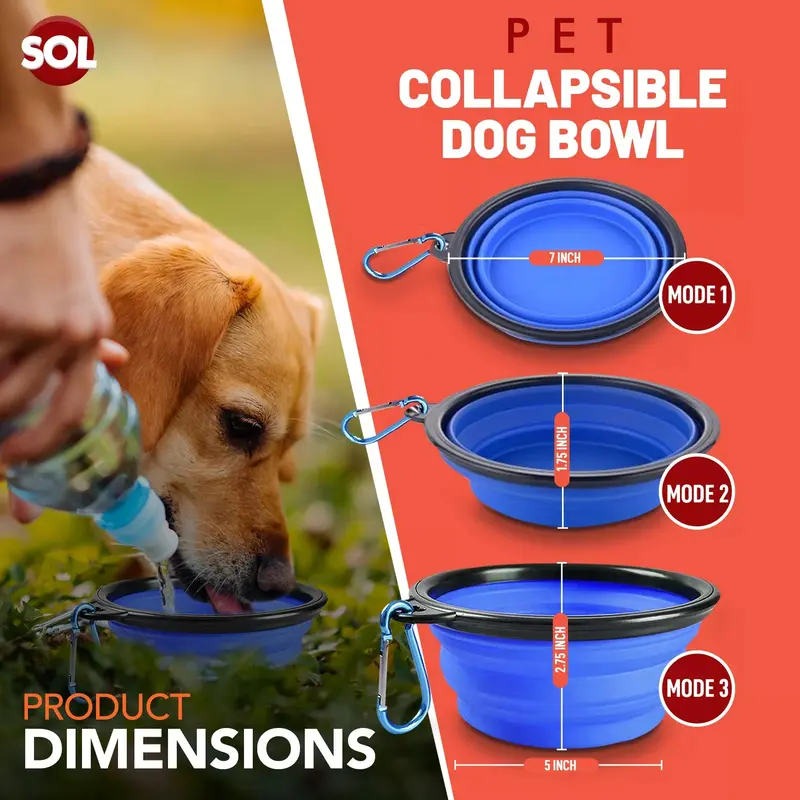 Collapsible Dog Cat Pet Bowl Food Water Feeding Silicone Dish Portable Travel 6