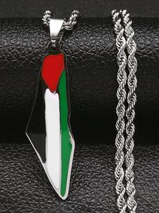 Vintage Colorblock Map Design Statement Necklace for Men & Women, Twist Rope Design Chain Necklace, Trendy Charm Necklaces Jewelry, Men Fashion Stainless Steel Adjustable Necklace, Vintage Bohemian Jewelry