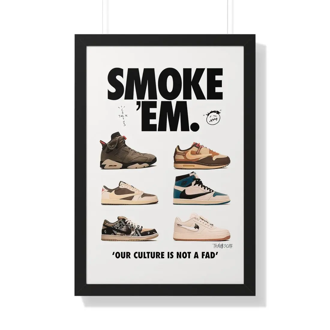 Vintage Rapper Travis Scott Sneakers Poster Art, Decor Home Decor, Wall Art Print