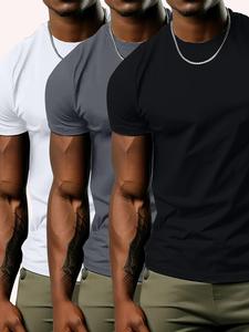 Men's Letter Print Round Neck Tee, Loose Casual Fashion Short Sleeve T-shirt for Summer, Men's Top for Daily Wear, Tropical