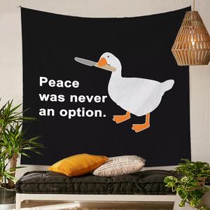 Cartoon Goose & Letter Print Tapestry, 1 Count Creative Animals Pattern Hanging Cloth for Home Decor, Multi-purpose Background Cloth, Wall Decor