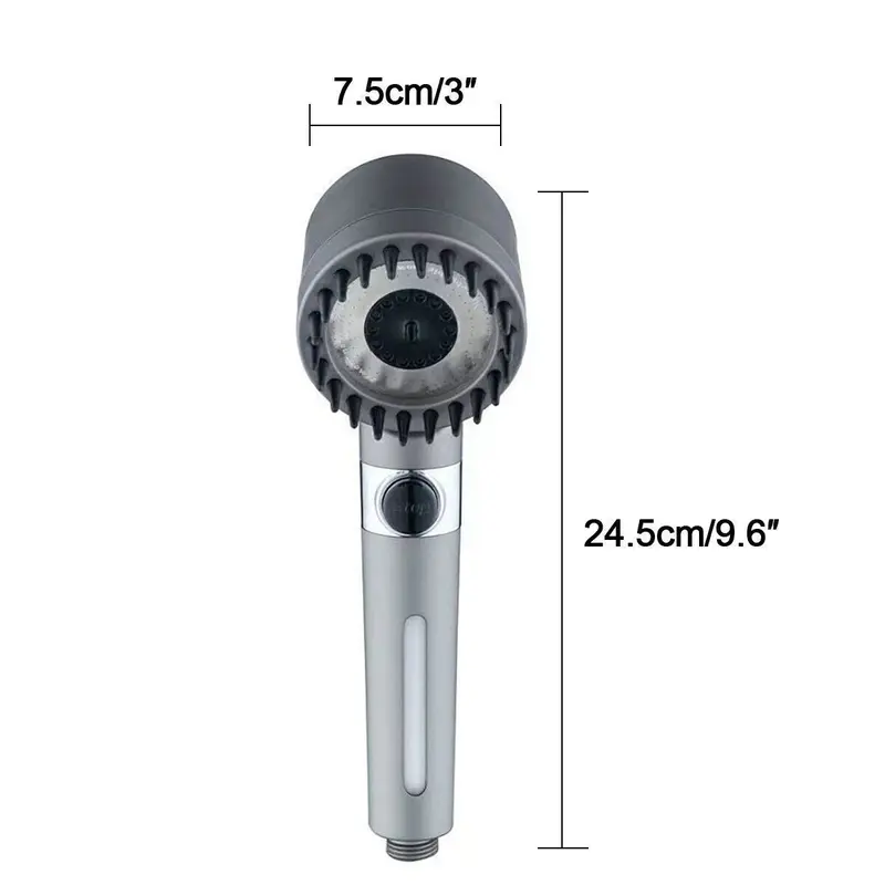Massage Shower Head High Pressure 3 Modes Water Saving Body Scalp With Filter UK 4