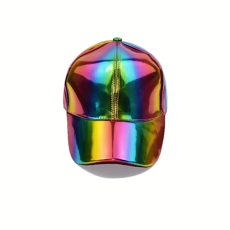 Vibrant Faux Leather Baseball Cap - Lightweight, Adjustable, Hand Washable, Colorful Gradient Design with Metallic Finish, Casual Headwear | Gradient Cap | Lightweight Cap 6