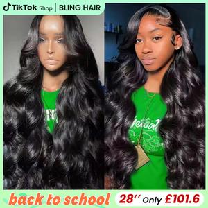 30 Inch Lace Front Wig Human Hair Pre Plucked 13x6 Body Wave HD Lace Front Wigs Human Hair for Women 180% Density Glueless Brazilian Human Hair Wig with Baby Hair Natural Black