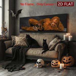 Sasquatch & Raccoon Pattern Canvas Poster without Frame, 1 Count Fashion Bigfoot Wall Art, Wall Decor for Home Living Room Bedroom Office, Wall Art Decoration