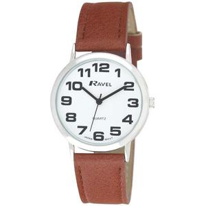 Ravel Mens Basic White Dial Brown Leather Strap Watch R0105.32.1A