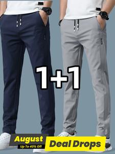 Men's Solid Color Drawstring Waist Pants, Regular Fit Comfy Casual Pocket Design Trousers for Spring & Fall, Men's Bottoms for Daily Wear, Menswear, Casual Comfy Fashion, Casual Fit Elastic, Casual Fitted Pants, Drawstring Joggers Pants